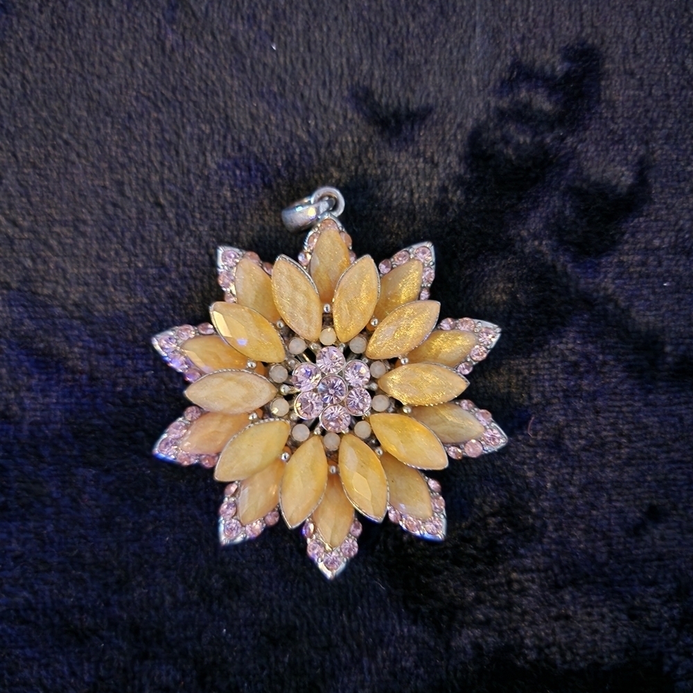 Gold Tone and Silver Tone Floral Brooch